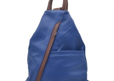 MOCHILA PIEL AZUL CAMEL